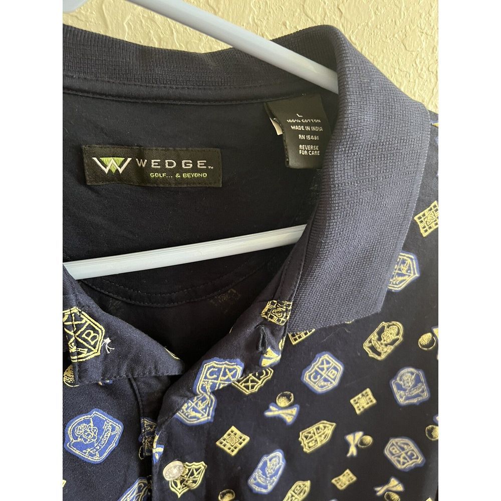 Wedge Golf Polo Shirt Blue Size Large Golf Tee Golf Balls Insignia EUC - Picture 4 of 6